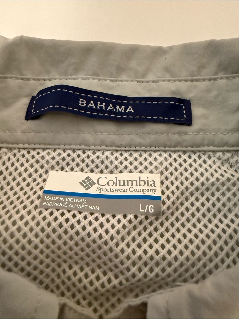 Columbia Light Gray Mesh-Lined Shirt with Navy Accent - Picture 3 of 5